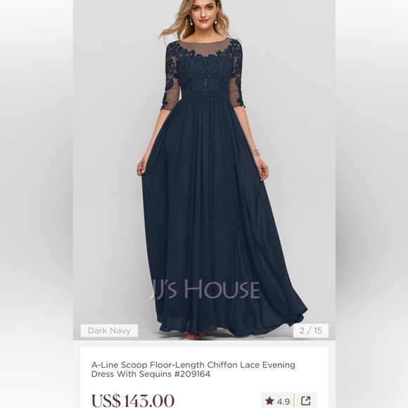 JJs House | Dresses | Jjs House Aline Floor Length Chiffon Lace Dress ...